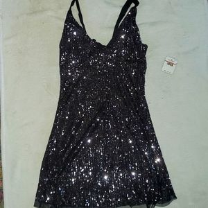 Charcoal black sequin mini dress
